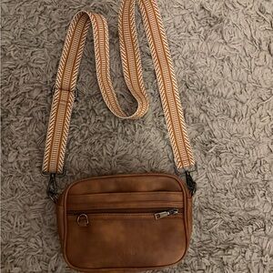 Brown mroede women’s Crossbody Bag with Patterned Strap